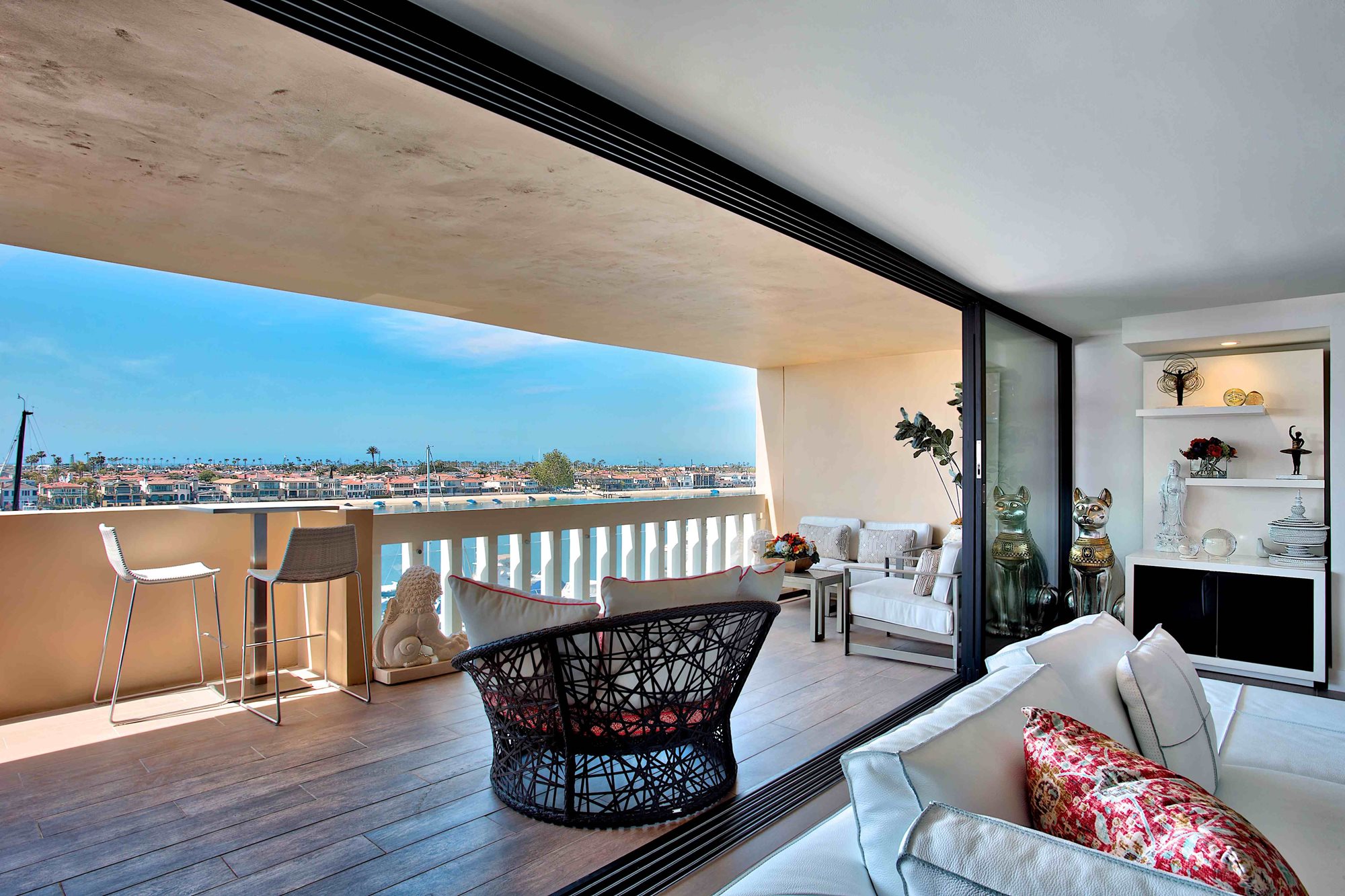 Penthouse Living Room with Patio View